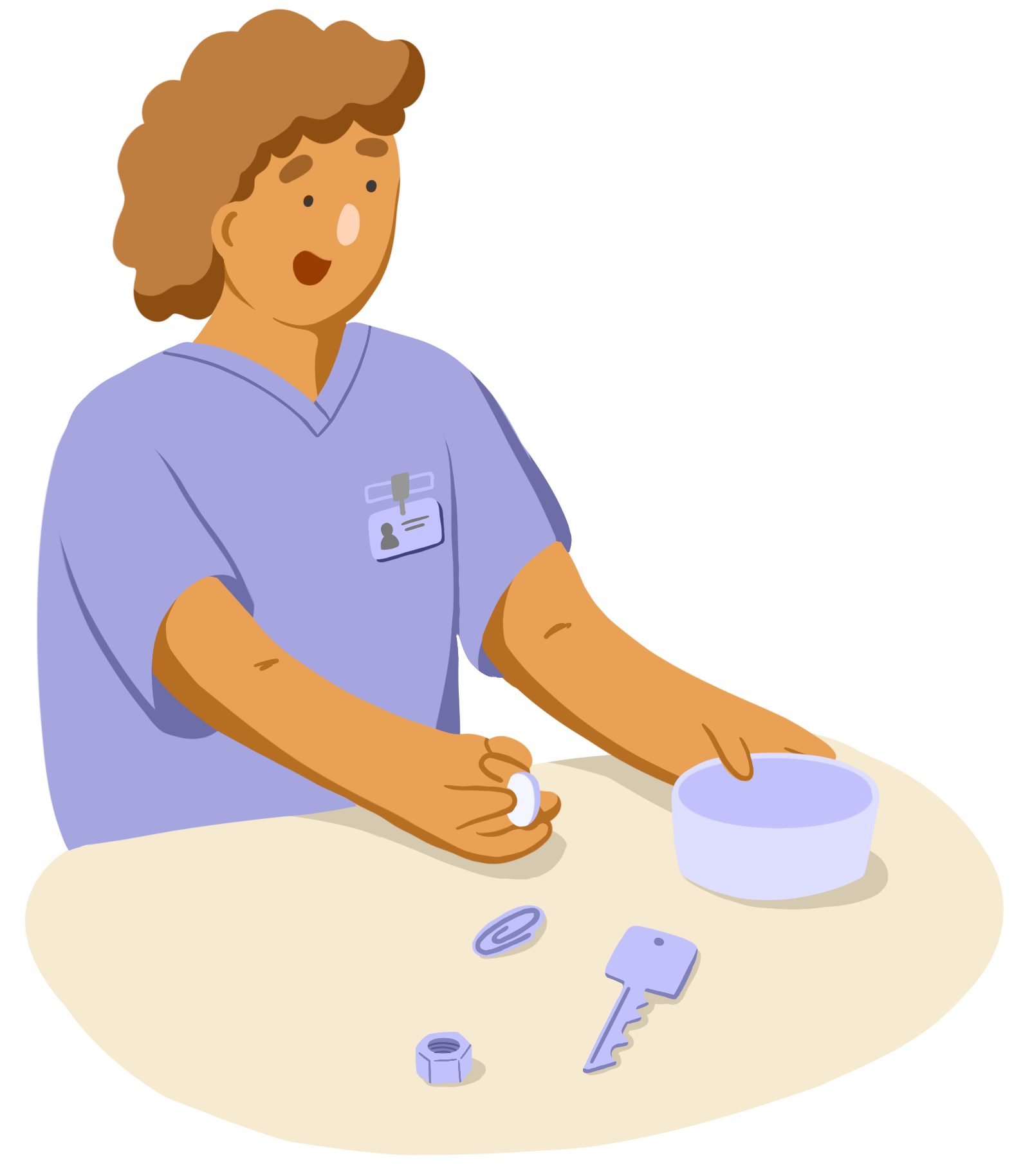An occupational therapist showing how to do a functional test.